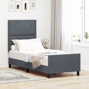 Imagine vidaXL Pat cu arcuri cu headboard Gri închis 80 x 200 cm Catifea