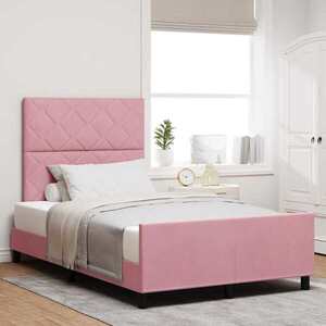 Imagine vidaXL Pat cu arcuri cu headboard Roz 120 x 190 cm Catifea
