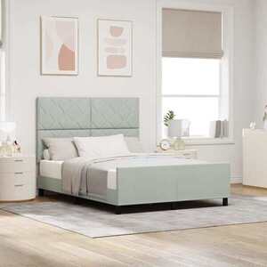 Imagine vidaXL Pat cu arcuri cu headboard Gri deschis 160 x 200 cm Catifea