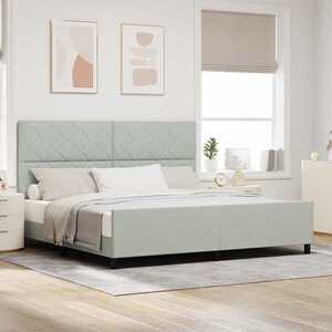 Imagine vidaXL Pat cu arcuri cu headboard Gri deschis 200 x 200 cm Catifea