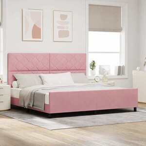 Imagine vidaXL Pat cu arcuri cu headboard Roz 200 x 200 cm Catifea