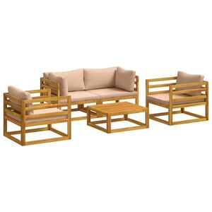 Imagine vidaXL Set modular de lounge pentru grădină, 5 piese natural