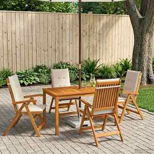 Imagine vidaXL 5-Piece Garden Dining Set natural Lemn Solid de Acacia