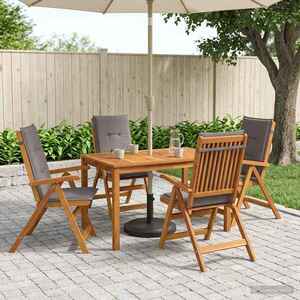 Imagine vidaXL 5-Piece Garden Dining Set natural Lemn Solid de Acacia