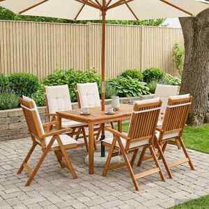 Imagine vidaXL Set de dining pentru grădină, 7 piese natural