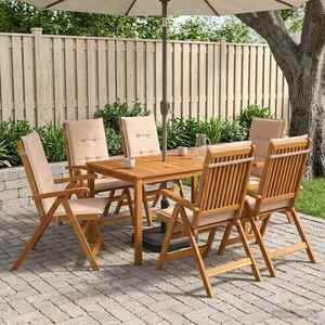 Imagine vidaXL 7-Piece Garden Dining Set natural Lemn Solid de Acacia