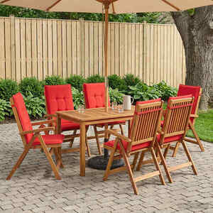 Imagine vidaXL Set de dining pentru grădină, 7 piese natural