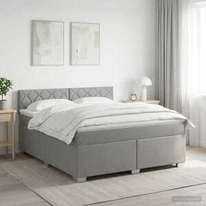 Imagine vidaXL Pat boxspring cu saltea Gri deschis 140 x 200 cm Țesătură