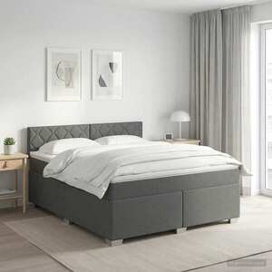 Imagine vidaXL Pat boxspring cu saltea Gri închis 160 x 200 cm Țesătură