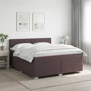 Imagine vidaXL Pat boxspring cu saltea Maro închis 160 x 200 cm Țesătură