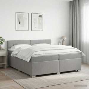 Imagine vidaXL Pat boxspring cu saltea Gri deschis 200 x 200 cm Țesătură