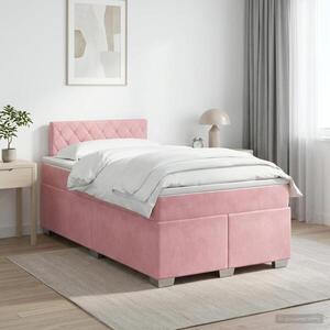 Imagine vidaXL Cadru de pat cu saltea cu headboard Roz 120 x 190 cm Catifea