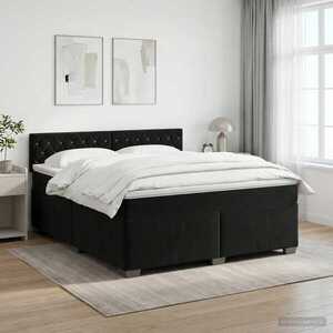 Imagine vidaXL Pat boxspring cu saltea cu headboard Negru 160 x 200 cm Catifea