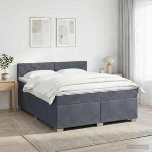 Imagine vidaXL Pat boxspring cu saltea Gri închis 180 x 200 cm Catifea