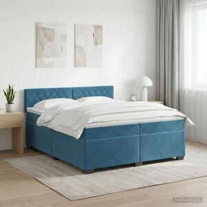 Imagine vidaXL Pat boxspring cu saltea Albastru închis 200 x 200 cm Catifea
