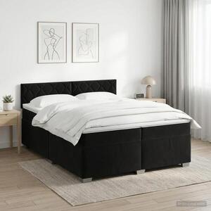 Imagine vidaXL Pat boxspring cu saltea cu headboard Negru 200 x 200 cm Catifea