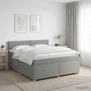 Imagine vidaXL Pat boxspring cu saltea Gri deschis 140 x 190 cm Țesătură