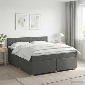 Imagine vidaXL Pat boxspring cu saltea Gri închis 160 x 200 cm Țesătură