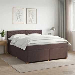 Imagine vidaXL Pat boxspring cu saltea Maro închis 160 x 200 cm Țesătură