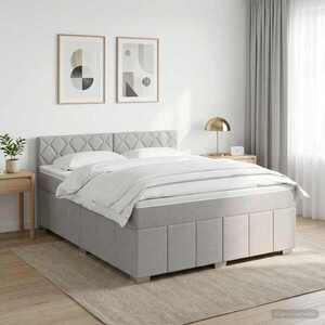 Imagine vidaXL Pat boxspring cu saltea Gri deschis 140 x 200 cm Țesătură
