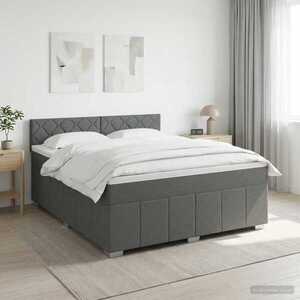 Imagine vidaXL Pat boxspring cu saltea Gri închis 160 x 200 cm Țesătură