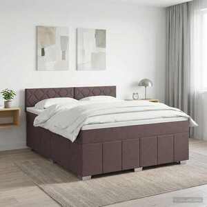 Imagine vidaXL Pat boxspring cu saltea Maro închis 160 x 200 cm Țesătură