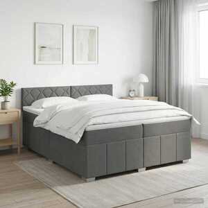 Imagine vidaXL Pat boxspring cu saltea Gri închis 200 x 200 cm Țesătură