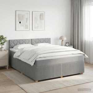 Imagine vidaXL Pat boxspring cu saltea Gri deschis 140 x 190 cm Țesătură