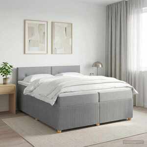 Imagine vidaXL Pat boxspring cu saltea Gri deschis 200 x 200 cm Țesătură