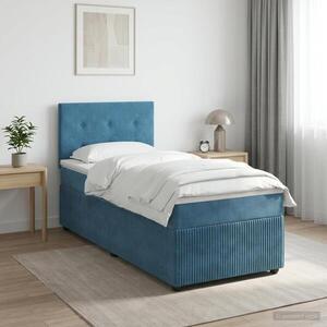 Imagine vidaXL Pat boxspring cu saltea Albastru închis 80 x 200 cm Catifea