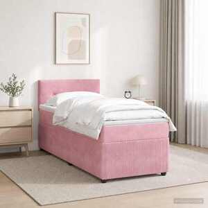 Imagine vidaXL Pat boxspring cu saltea cu headboard Roz 80 x 200 cm Catifea