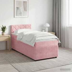Imagine vidaXL Pat boxspring cu saltea cu headboard Roz 80 x 200 cm Catifea