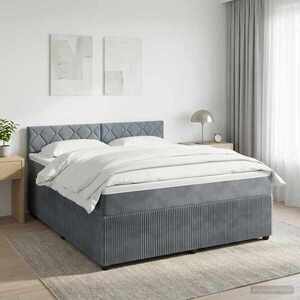 Imagine vidaXL Pat boxspring cu saltea Gri închis 160 x 200 cm Catifea