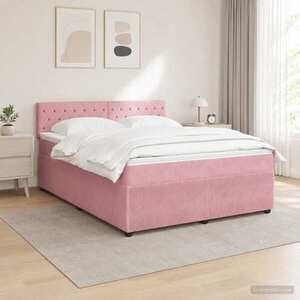 Imagine vidaXL Pat boxspring cu saltea cu headboard Roz 180 x 200 cm Catifea