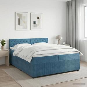 Imagine vidaXL Pat boxspring cu saltea Albastru închis 200 x 200 cm Catifea