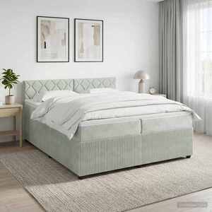 Imagine vidaXL Pat boxspring cu saltea Gri deschis 200 x 200 cm Catifea