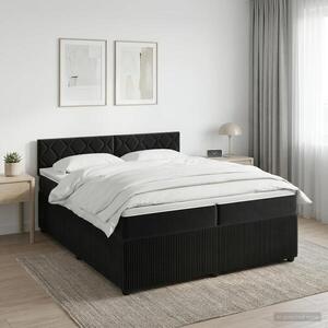 Imagine vidaXL Pat boxspring cu saltea cu headboard Negru 200 x 200 cm Catifea