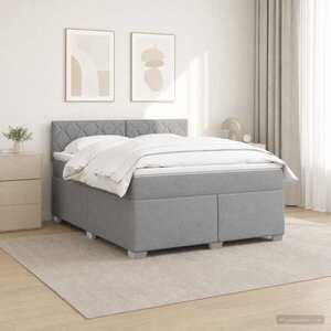 Imagine vidaXL Pat box spring cu saltea și LED Gri deschis 140 x 190 cm