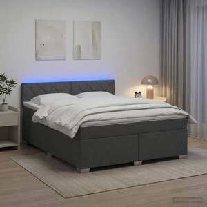 Imagine vidaXL Pat box spring cu saltea și LED Gri închis 160 x 200 cm