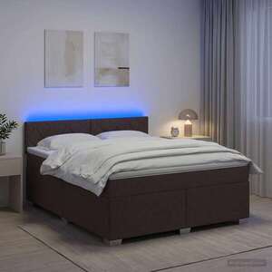Imagine vidaXL Pat box spring cu saltea și LED Maro închis 160 x 200 cm