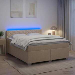 Imagine vidaXL Pat box spring cu saltea și LED Crem 180 x 200 cm Țesătură