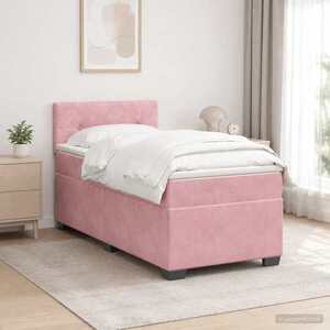 Imagine vidaXL Pat box spring cu saltea și LED Roz 80 x 200 cm Catifea