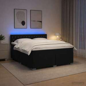Imagine vidaXL Pat box spring cu saltea și LED Negru 160 x 200 cm Catifea