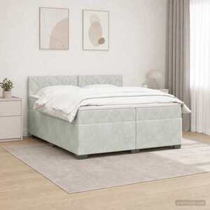 Imagine vidaXL Pat box spring cu saltea și LED Gri deschis 200 x 200 cm
