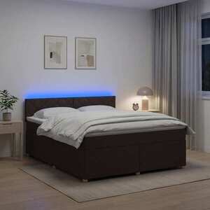 Imagine vidaXL Pat boxspring cu saltea Maro închis 160 x 200 cm Țesătură