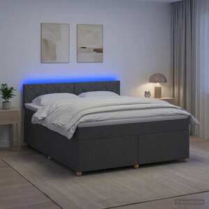 Imagine vidaXL Pat boxspring cu saltea Gri închis 180 x 200 cm Țesătură