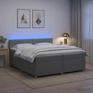 Imagine vidaXL Pat boxspring cu saltea Gri deschis 200 x 200 cm Țesătură