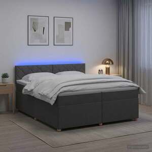 Imagine vidaXL Pat boxspring cu saltea Gri închis 200 x 200 cm Țesătură
