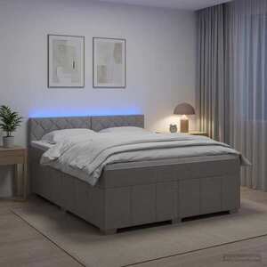 Imagine vidaXL Pat boxspring cu saltea Gri deschis 140 x 190 cm Țesătură