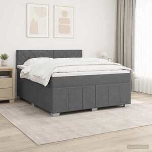 Imagine vidaXL Pat boxspring cu saltea Gri închis 160 x 200 cm Țesătură